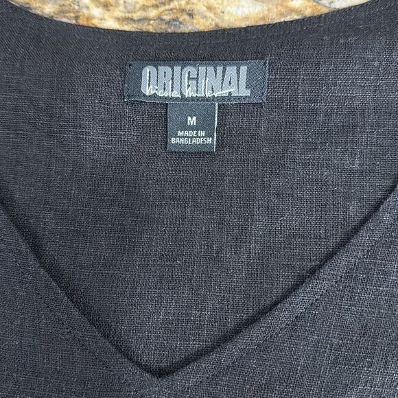 Nicole Miller Original Linen Blend Black Short Sleeve Dress Size M - Picture 4 of 8